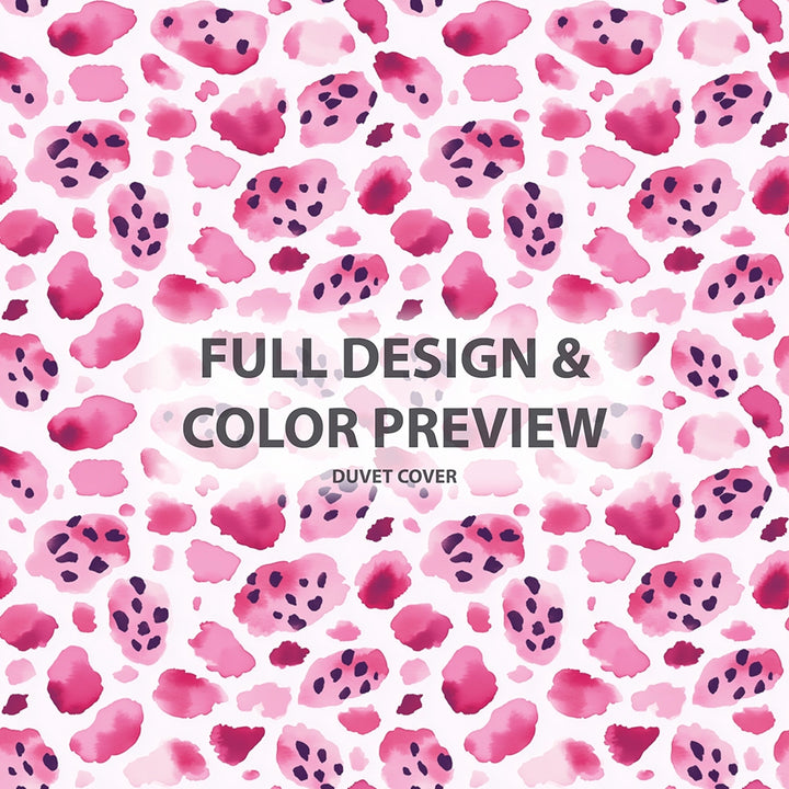 Modern Bedding Set of 5 - Soft Pink Leopard Print Duvet Cover And Throw Cushion Set