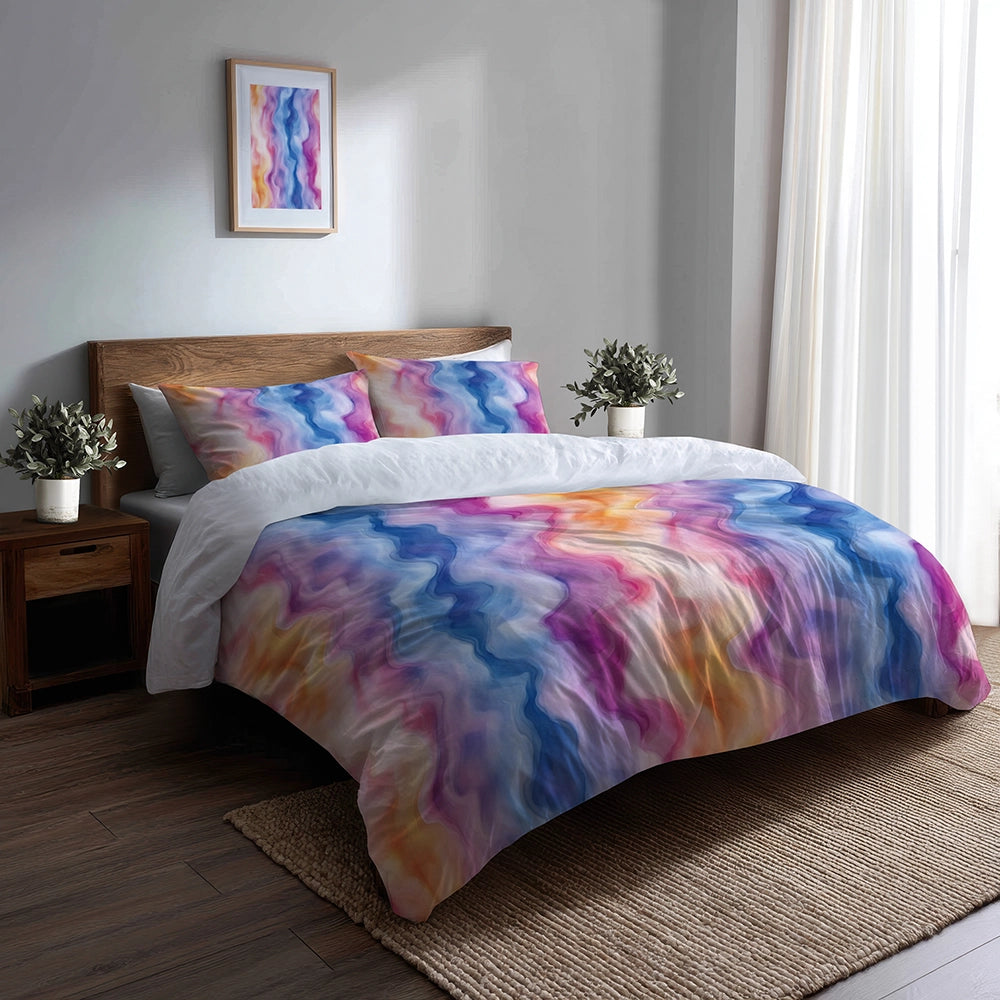 Starburst Bedding Set - Pastel Cosmic Wave Duvet Cover Set