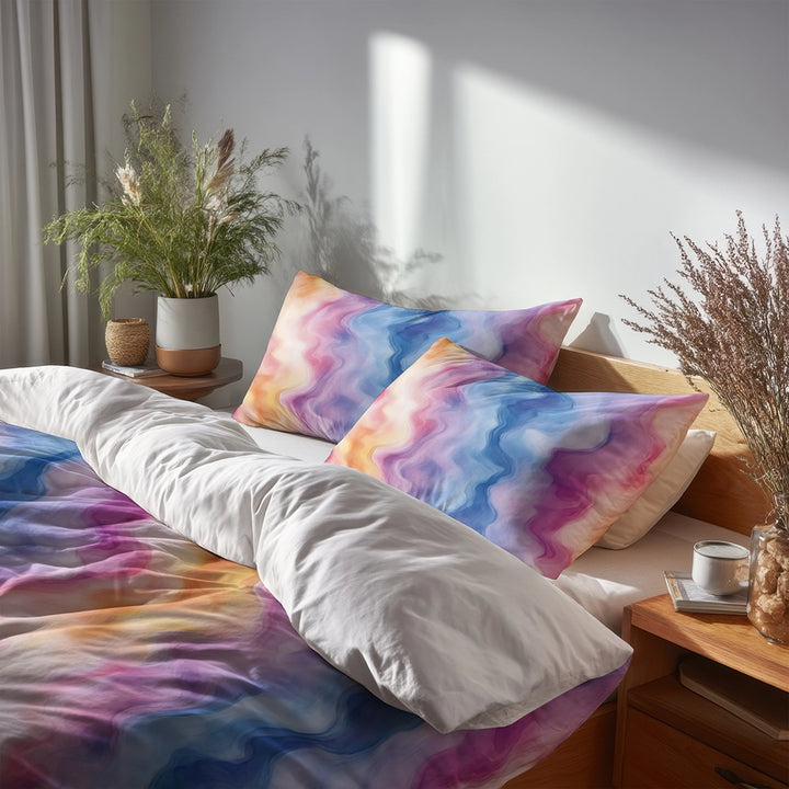 Starburst Bedding Set - Pastel Cosmic Wave Duvet Cover Set