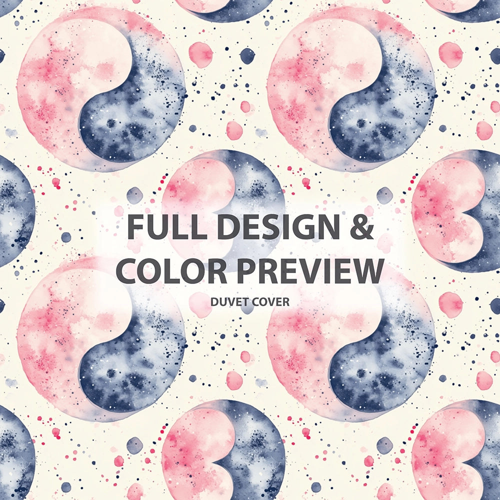 Modern Bedding Set of 5 - Pastel Yin Yang Duvet Cover And Throw Pillow Set