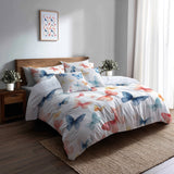 Animal Print Bedding Set 5 Pcs - Pastel Butterfly Trails Duvet Cover And Throw Pillow Set