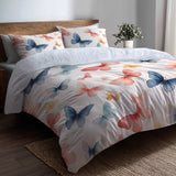 Animal Print Bedding Set 5 Pcs - Pastel Butterfly Trails Duvet Cover And Throw Pillow Set