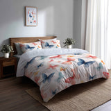 Animal Print Bedding Set 5 Pcs - Pastel Butterfly Trails Duvet Cover And Throw Pillow Set