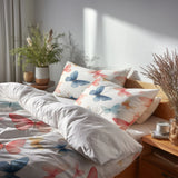 Animal Print Bedding Set 5 Pcs - Pastel Butterfly Trails Duvet Cover And Throw Pillow Set