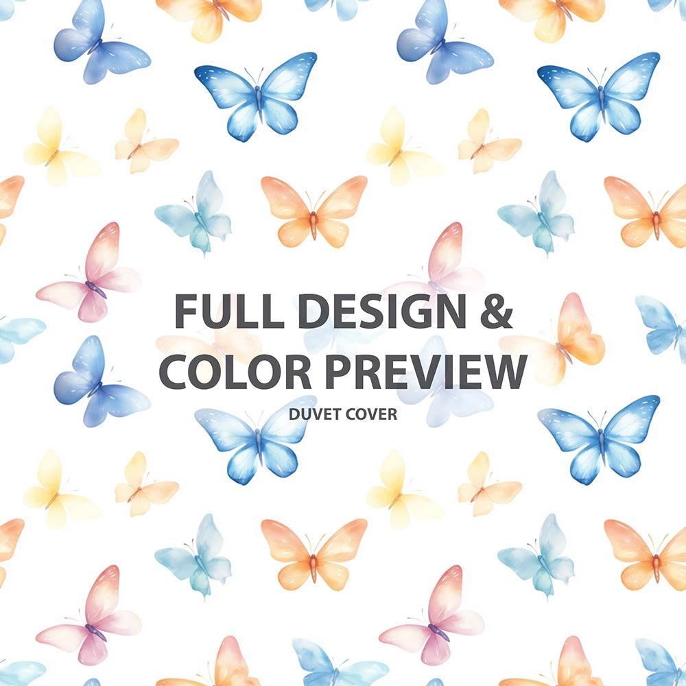 French Country Bedding Set - Pastel Butterfly Trails Duvet Cover And Cushion Set
