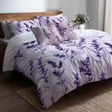 French Country Bedding Set of 5 - Soft Lavender Dreams Duvet Cover And Throw Pillow Set