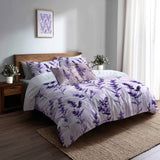French Country Bedding Set of 5 - Soft Lavender Dreams Duvet Cover And Throw Pillow Set