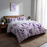 French Country Bedding Set of 5 - Soft Lavender Dreams Duvet Cover And Throw Pillow Set