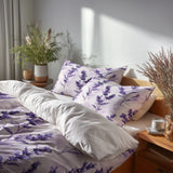 French Country Bedding Set of 5 - Soft Lavender Dreams Duvet Cover And Throw Pillow Set