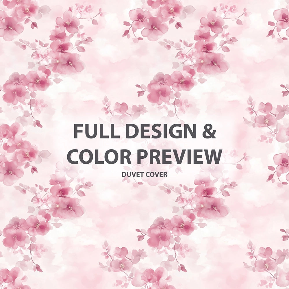 Floral Duvet Cover Set of 5 - Pink Blush Garden Bedding And Throw Pillow Set