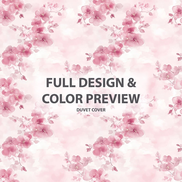 Floral Duvet Cover Set of 5 - Pink Blush Garden Bedding And Throw Pillow Set
