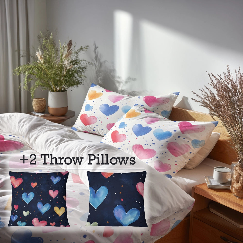 Starburst 5 Pcs Bedding Set - Kids Love Spark Duvet Cover And Pillow Set