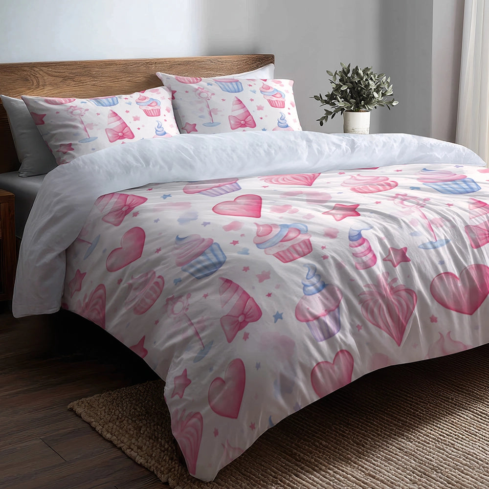 Abstract Duvet Cover Set of 5 - Kids Pastel Cake Mix Bedding And Throw Pillow Set