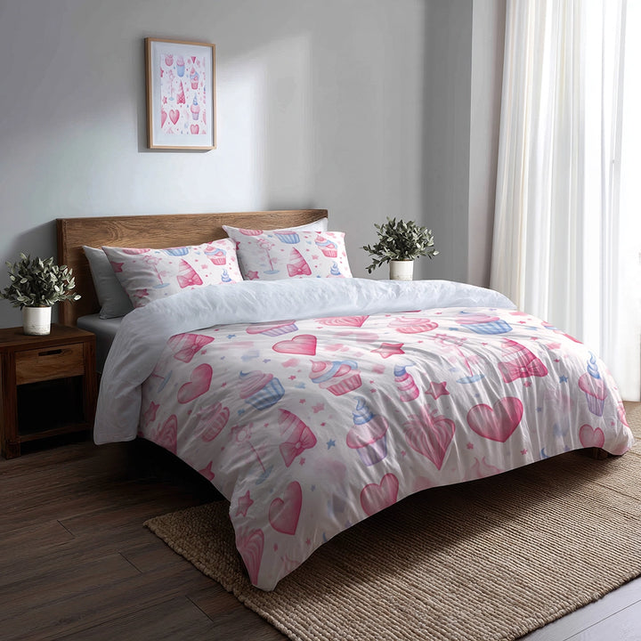 Abstract Duvet Cover Set of 5 - Kids Pastel Cake Mix Bedding And Throw Pillow Set