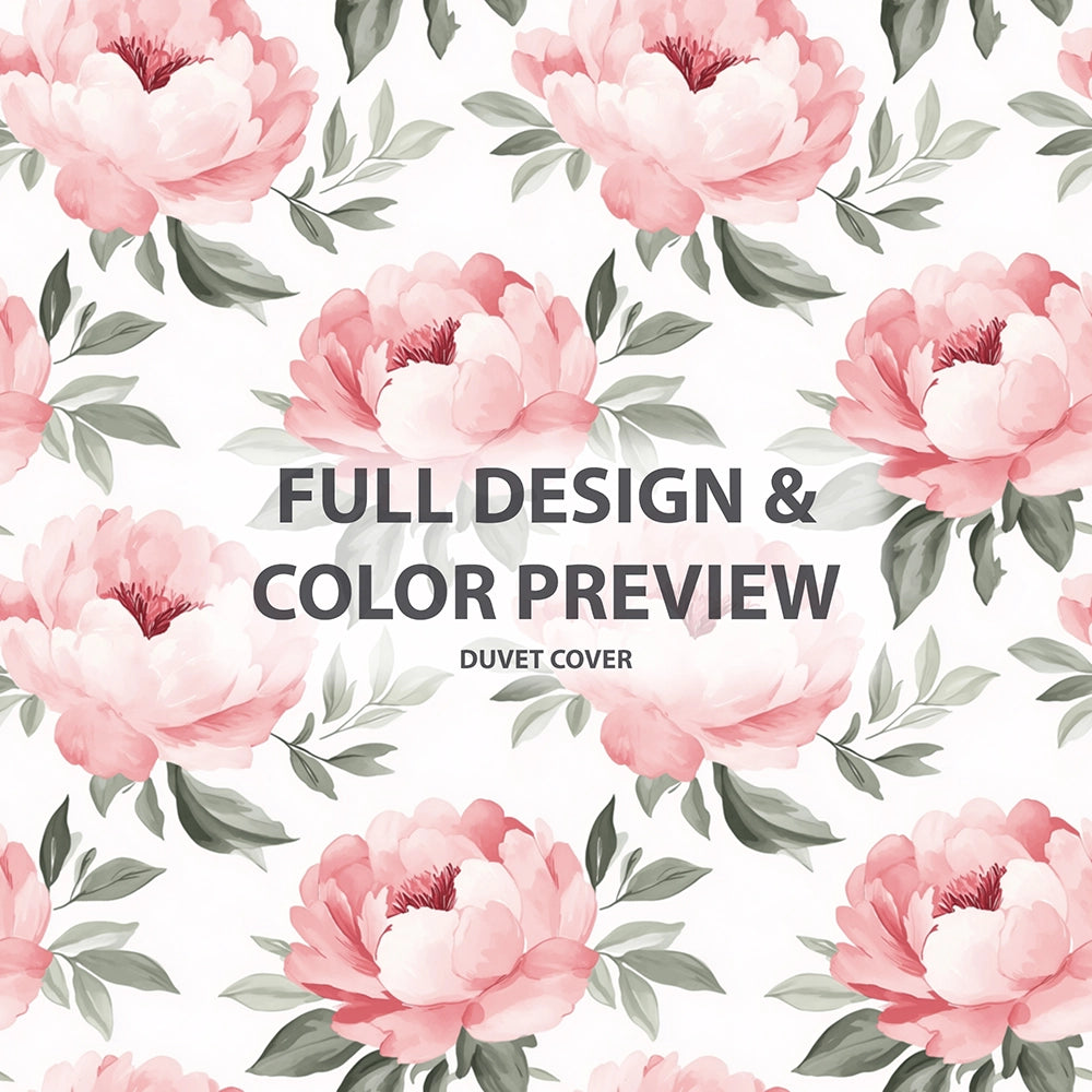 Floral Duvet Cover Set of 5 - Sweet Peony Bedding And Throw Pillow Set