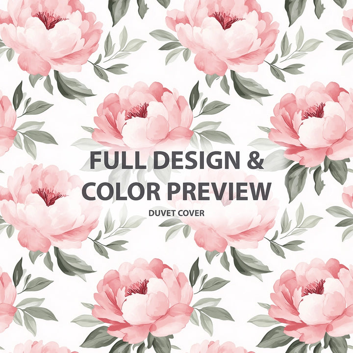 Floral Duvet Cover Set of 5 - Sweet Peony Bedding And Throw Pillow Set