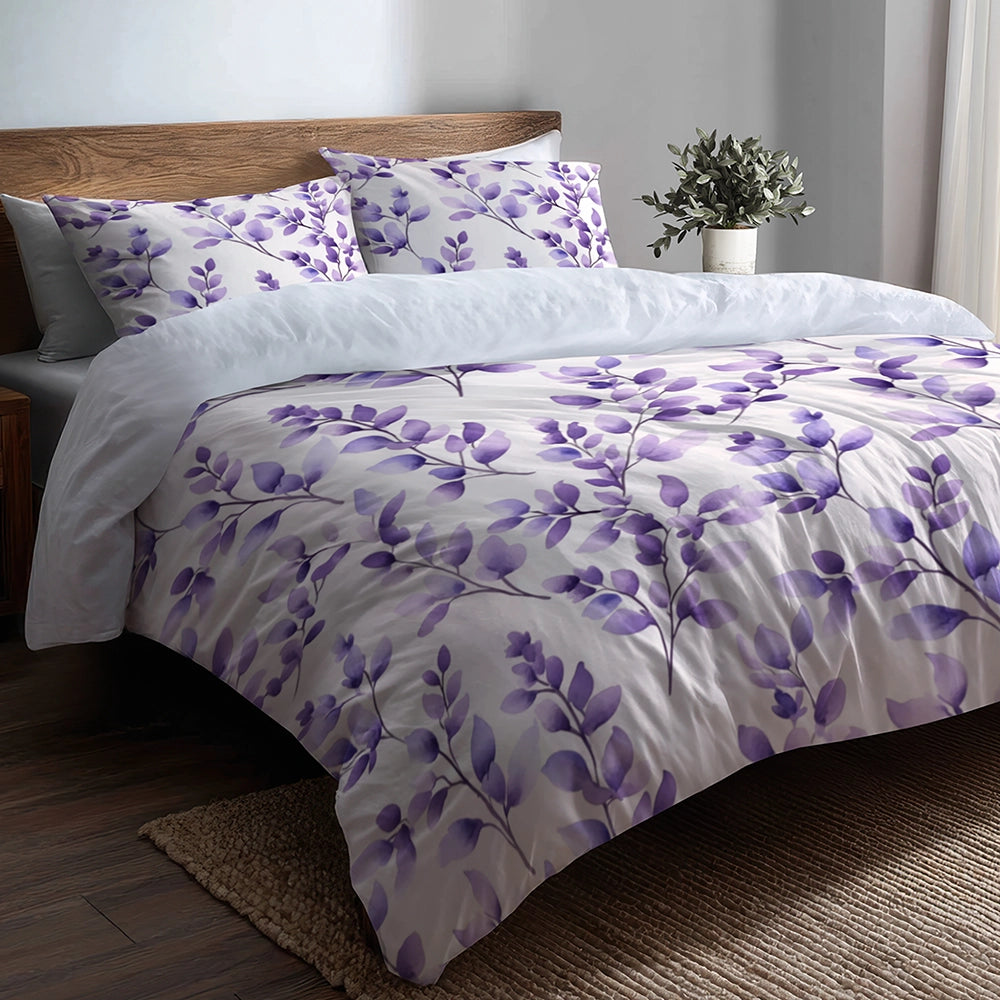 Abstract Bedding Set 5 Pcs - Lavender Drift Duvet Cover And Throw Pillow Set