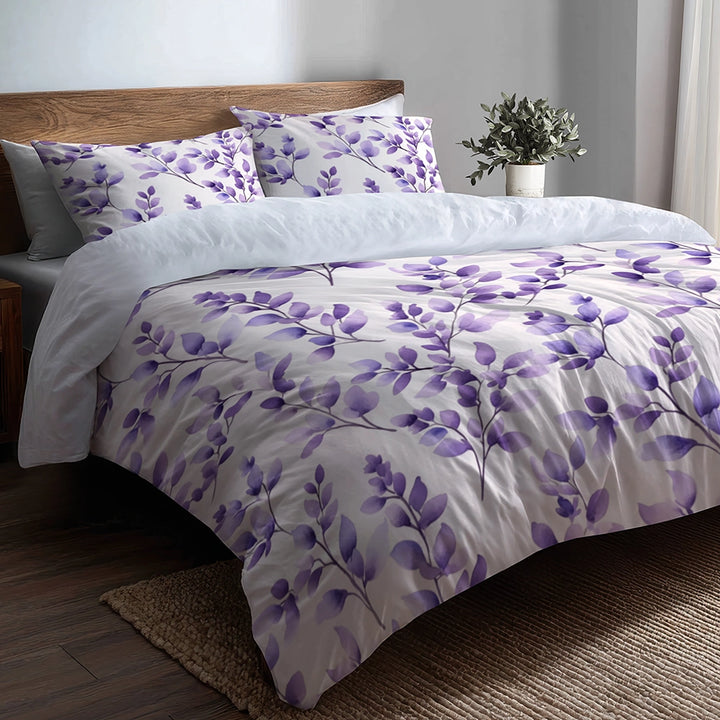 Abstract Bedding Set 5 Pcs - Lavender Drift Duvet Cover And Throw Pillow Set