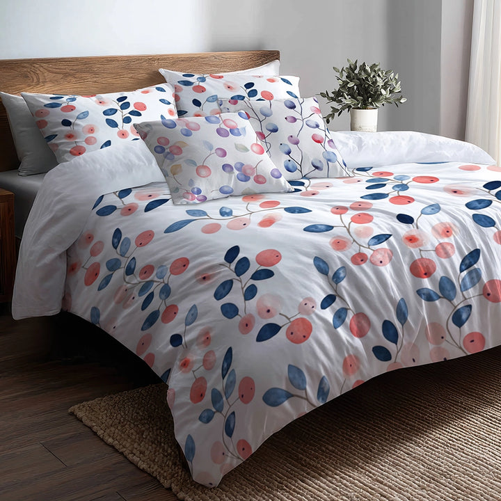 French Country Bedding Set - Berry Whisper Duvet Cover And Cushion Set