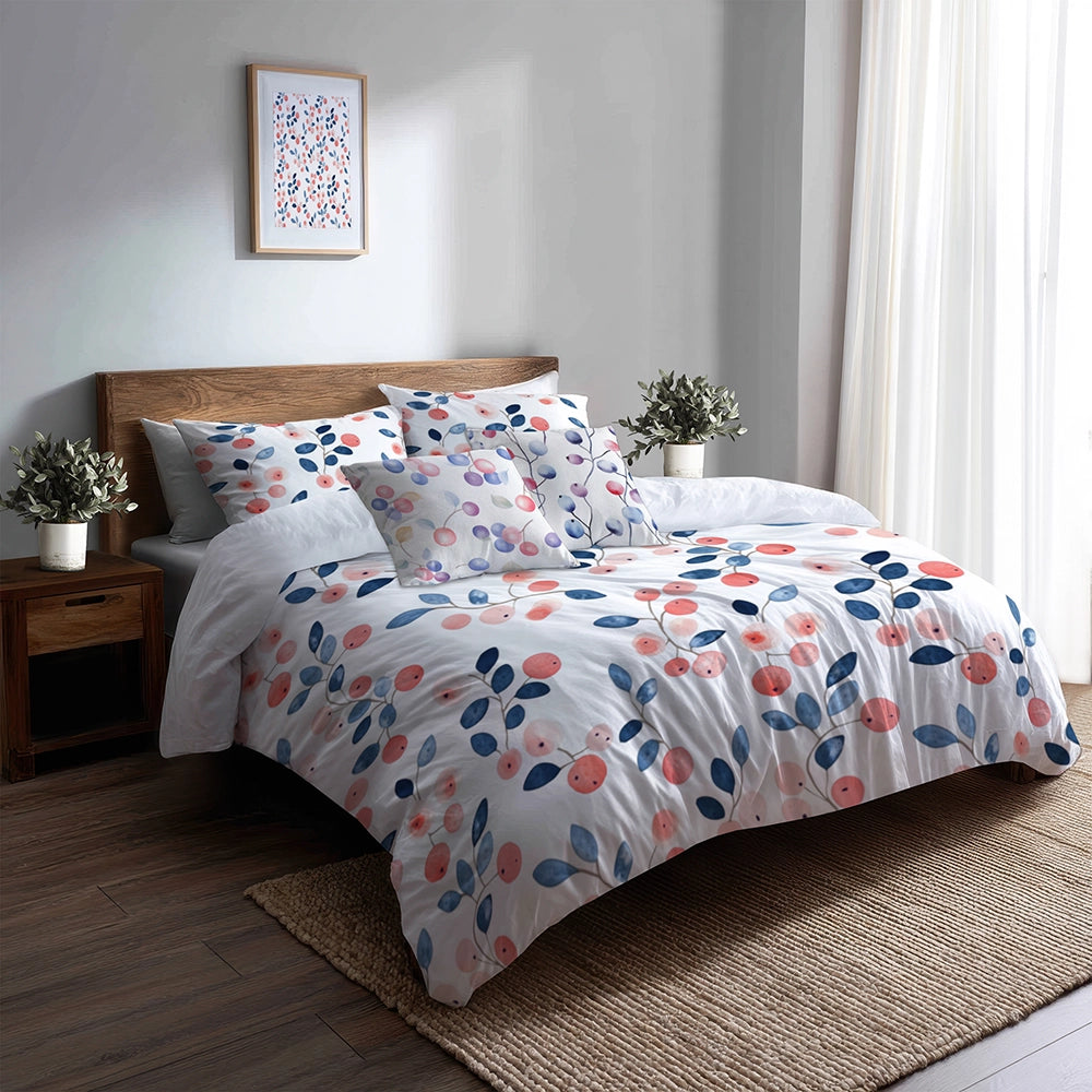 French Country Bedding Set - Berry Whisper Duvet Cover And Cushion Set