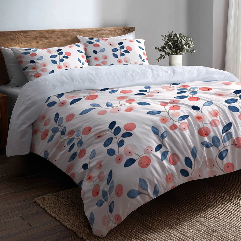French Country Bedding Set - Berry Whisper Duvet Cover And Cushion Set