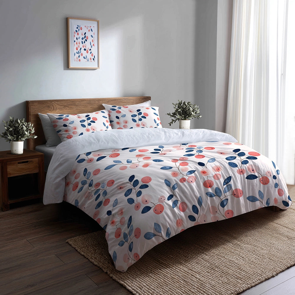 French Country Bedding Set - Berry Whisper Duvet Cover And Cushion Set