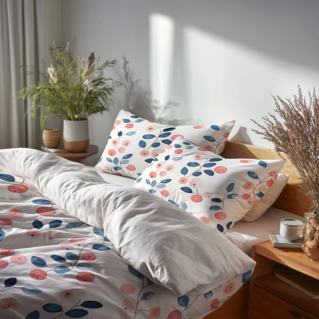 French Country Bedding Set - Berry Whisper Duvet Cover And Cushion Set