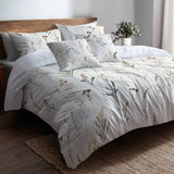 Floral Bedding Set 5 Pcs - Cottage Meadow Breeze Duvet Cover And Throw Pillow Set