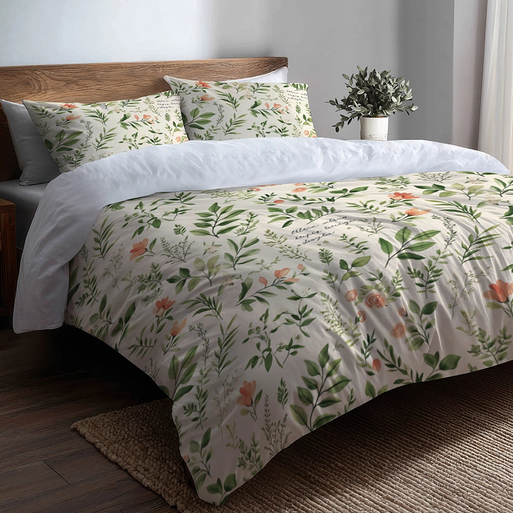 Floral Duvet Cover Set of 5 - Garden Letters Bedding And Throw Pillow Set