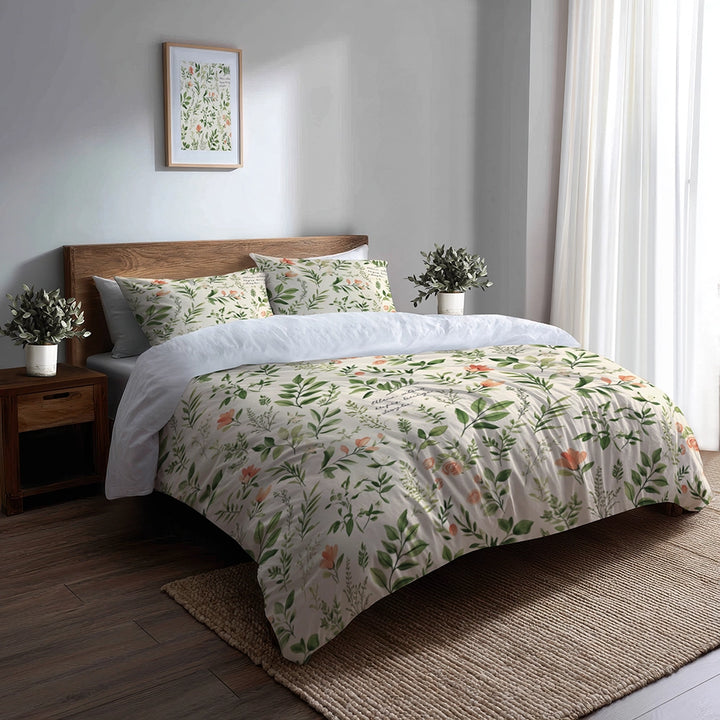 Floral Duvet Cover Set of 5 - Garden Letters Bedding And Throw Pillow Set