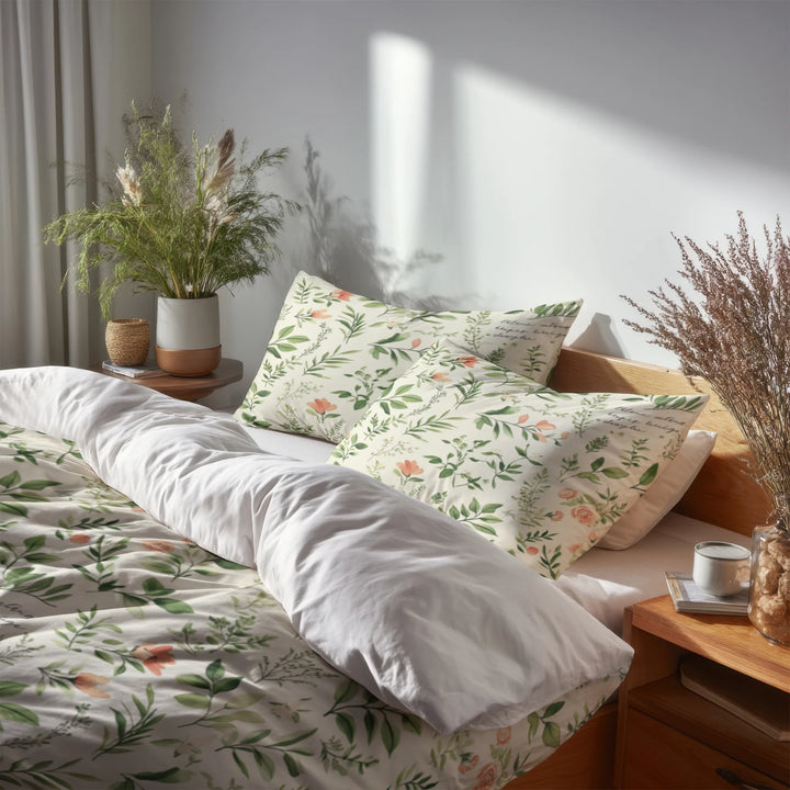 Floral Duvet Cover Set of 5 - Garden Letters Bedding And Throw Pillow Set