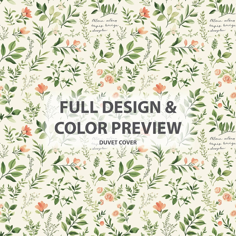 Floral Duvet Cover Set of 5 - Garden Letters Bedding And Throw Pillow Set