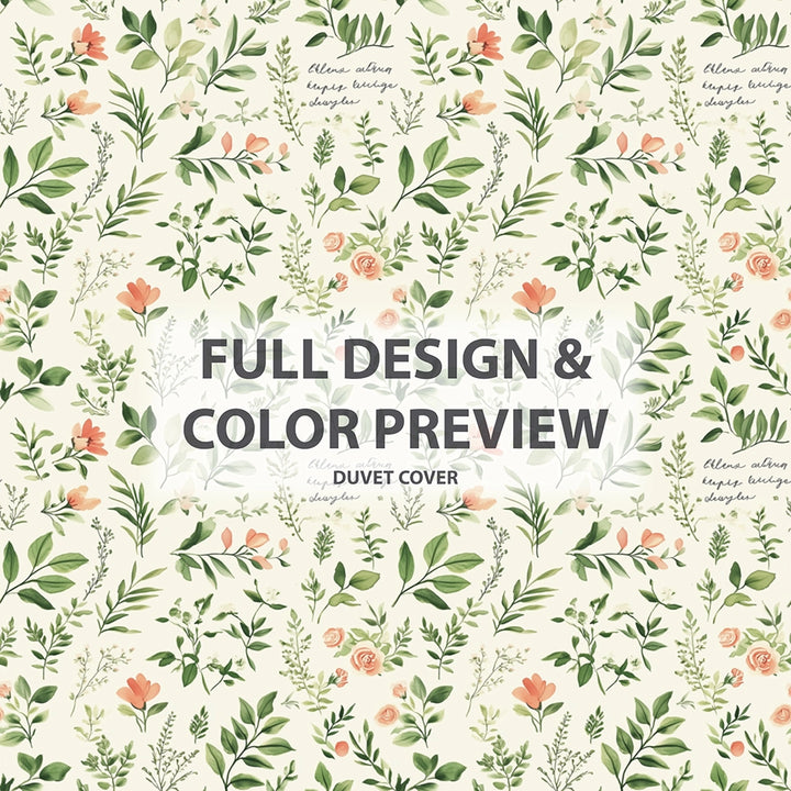 Floral Duvet Cover Set of 5 - Garden Letters Bedding And Throw Pillow Set