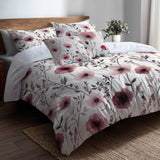 Country / Farmhouse Bedding Set of 5 - Rose Meadow Duvet Cover And Throw Pillow Set