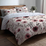 Country / Farmhouse Bedding Set of 5 - Rose Meadow Duvet Cover And Throw Pillow Set