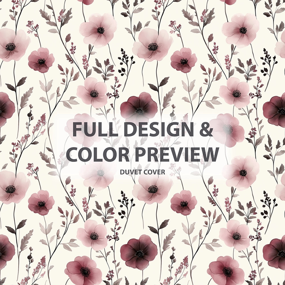 Country / Farmhouse Bedding Set of 5 - Rose Meadow Duvet Cover And Throw Pillow Set