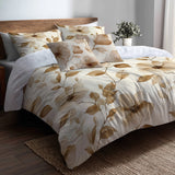 Vintage Look Bedding Set 5 Pcs - Sepia Petals Duvet Cover And Throw Pillow Set