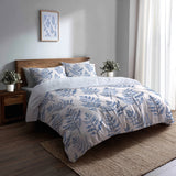 Country / Farmhouse Bedding Set of 3 - Mist Blue Ferns Duvet Cover with Shams