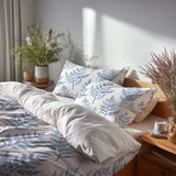 Country / Farmhouse Bedding Set of 3 - Mist Blue Ferns Duvet Cover with Shams