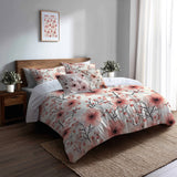 Country / Farmhouse Bedding Set of 5 - Pink Blush Blossoms Duvet Cover And Throw Pillow Set