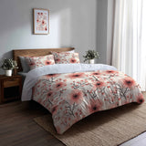 Country / Farmhouse Bedding Set of 5 - Pink Blush Blossoms Duvet Cover And Throw Pillow Set