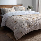 Country / Farmhouse Bedding Set of 5 - Cream Wildflowers Duvet Cover And Throw Pillow Set