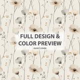 Country / Farmhouse Bedding Set of 5 - Cream Wildflowers Duvet Cover And Throw Pillow Set