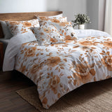Floral 5 Pcs Bedding Set - Rust Cottage Florals Duvet Cover And Pillow Set