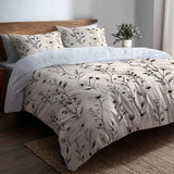 Country / Farmhouse Bedding Set - Ivory Meadowline Duvet Cover And Cushion Set