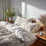 Country / Farmhouse Bedding Set - Ivory Meadowline Duvet Cover And Cushion Set