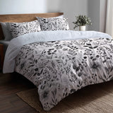 Country / Farmhouse 3 Pcs Bedding Set - Soft Charcoal Garden Duvet Cover with Shams
