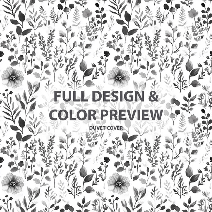 Country / Farmhouse 3 Pcs Bedding Set - Soft Charcoal Garden Duvet Cover with Shams
