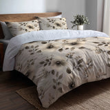 Country / Farmhouse Bedding Set 3 Pcs - Antique Linen Florals Duvet Cover Set