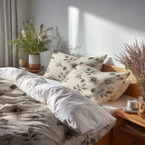 Country / Farmhouse Bedding Set 3 Pcs - Antique Linen Florals Duvet Cover Set